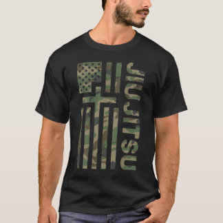 Tarnmuster Jiu Jitsu Amerikanische Flagge Christli T-Shirt