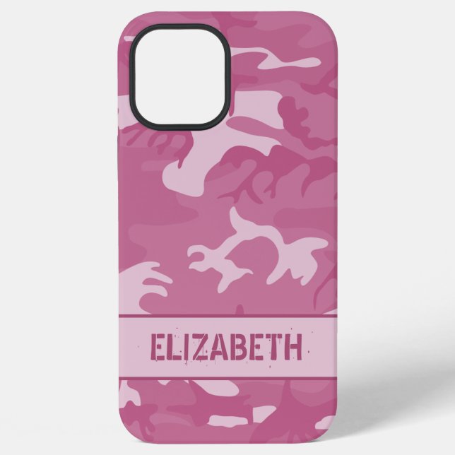 Tarnmuster-Monogramm in Rosa iPhone 12 Pro Max Hülle (Rückseite)