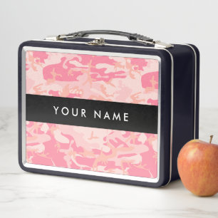 Tarnmuster Rosa, Ihr Name, Personalisieren Metall Brotdose