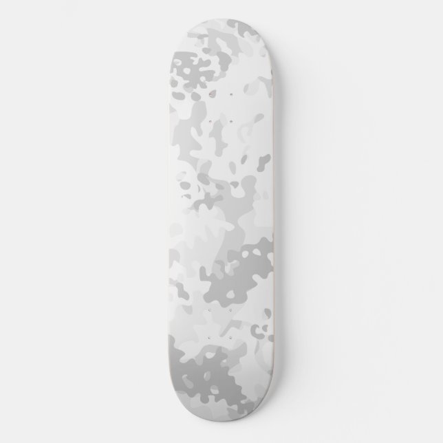Tarnmuster Skateboard Weiß Grau (Vorderseite)