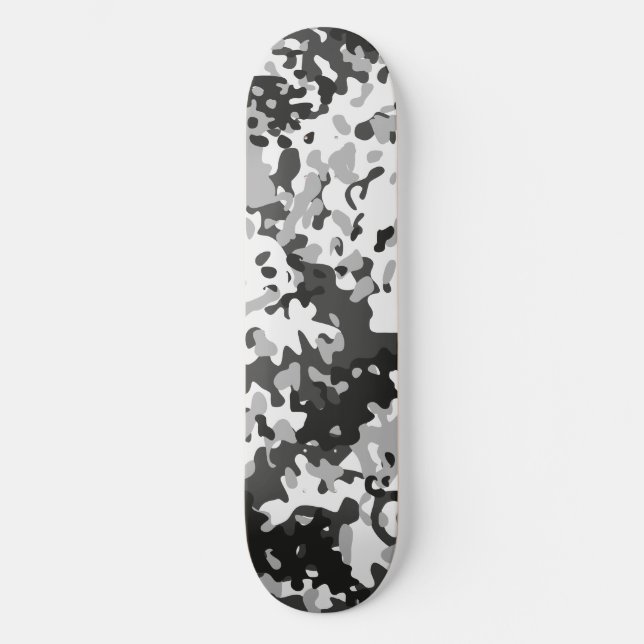 Tarnmuster-Skateboard Weiß Schwarz Grau  Skateboard (Vorderseite)