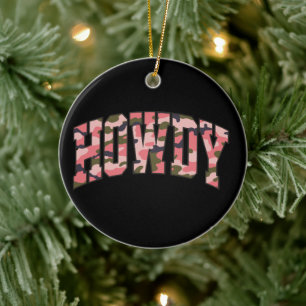 Tarnung Howdy Pink Preppy-Tarnung Weihnachten Keramik Ornament