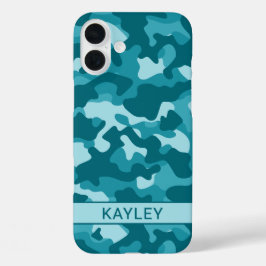 Tarnung in Teal personalisiert iPhone 16 Plus Hülle