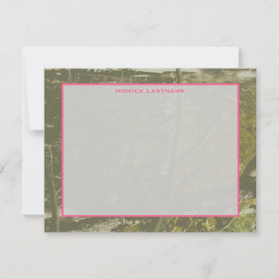 Tarnung u. Rosa personalisiertes flaches Notecard Mitteilungskarte