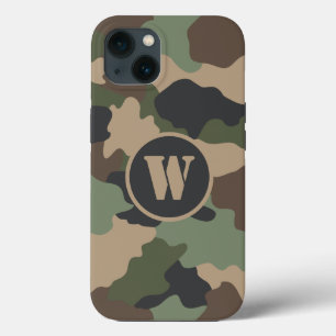 Tarnung Wald Tarnung Khaki Braun Schwarz Monogramm iPhone Hülle