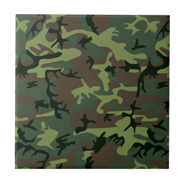 Tarnungs-Camouflage-Grün-Brown-Muster Fliese (Vorderseite)