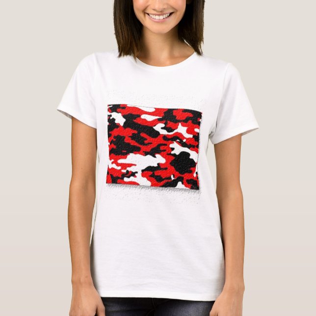 Tarnungs-Rot-Muster T-Shirt (Vorderseite)