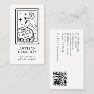 Tarot Artisan Bäcker Dessert Catering QR Code Pink Visitenkarte