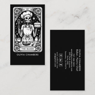 Tarot Baker Schwarz-weiß Pastry Koch Nachtisch Visitenkarte