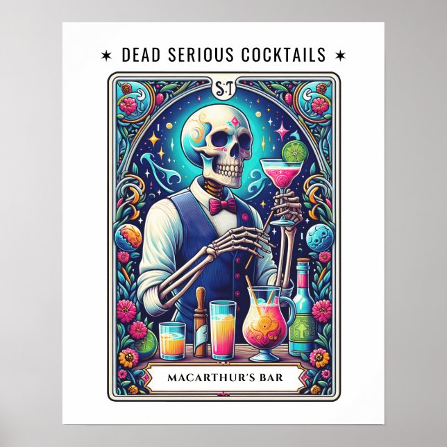 Tarot Bartender Bar Dead Serious Cocktails  Poster (Vorne)