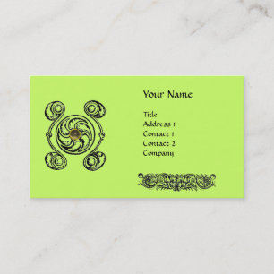 TAROT Black Green Celtic Zeichnend Gemstone Monogr Visitenkarte