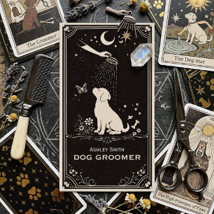 Tarot Boho Mond Hund Friseur Vintage Visitenkarte
