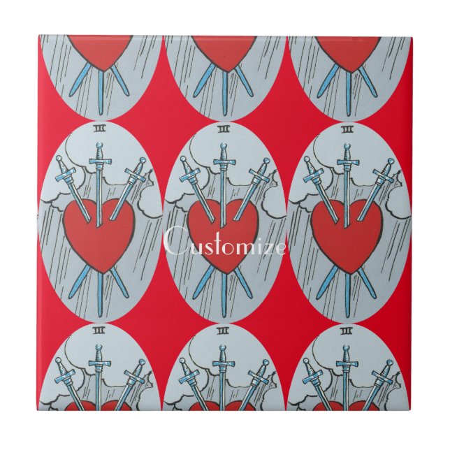 Tarot Card 3 Schwerter Thunder_Cove Fliese (Vorderseite)