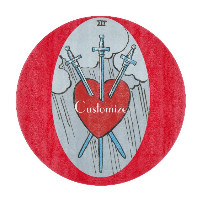 Tarot Card 3 Schwerter Thunder_Cove  Schneidebrett (Vorderseite)