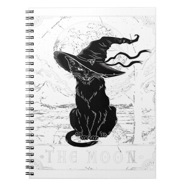 Tarot Card Crescent Moon And Black Cat Witch Hat H Notizblock (Vorderseite)