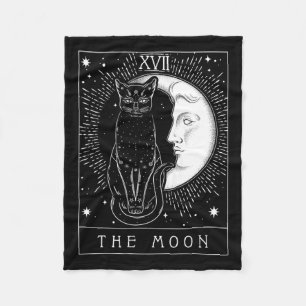 Tarot Card Crescent Moon und Cat Graphic Fleecedecke