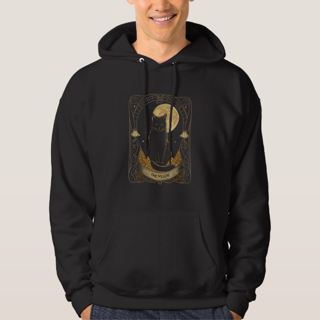 Tarot Card Crescent Moon und Cat Graphic Hoodie (Vorderseite)