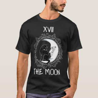 Tarot Card Crescent Moon und Cat Graphic Jersey T-Shirt
