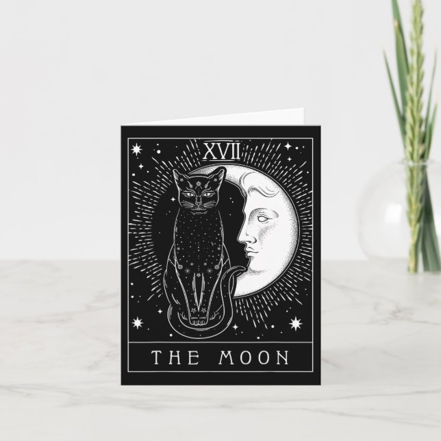 Tarot Card Crescent Moon und Cat Graphic Karte (Vorderseite)