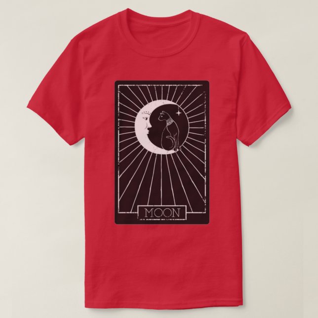 Tarot Card Crescent Moon und Cat Graphic T-Shirt (Design vorne)
