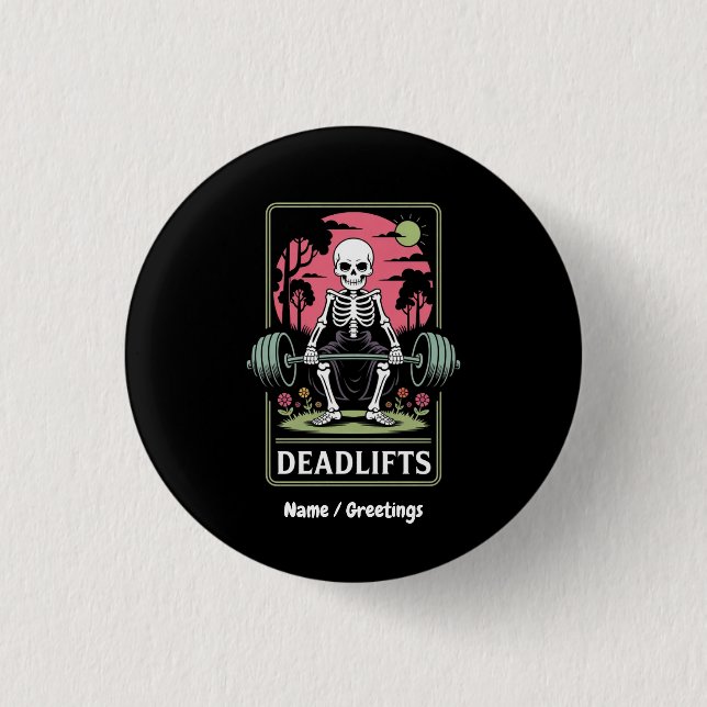 Tarot Card Deadlifts Funny Skeletout Workout Desig Button (Vorderseite)