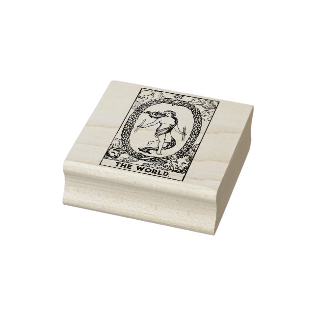 Tarot Card: Die Welt: Personalisierter Text Gummistempel (Stempel)