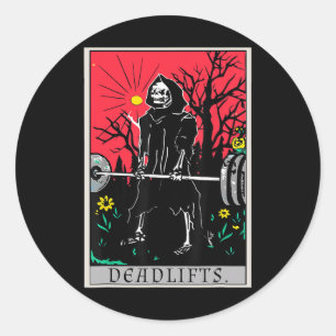 Tarot Card Funny Gym Deadlifts Workout Deadlift -  Runder Aufkleber