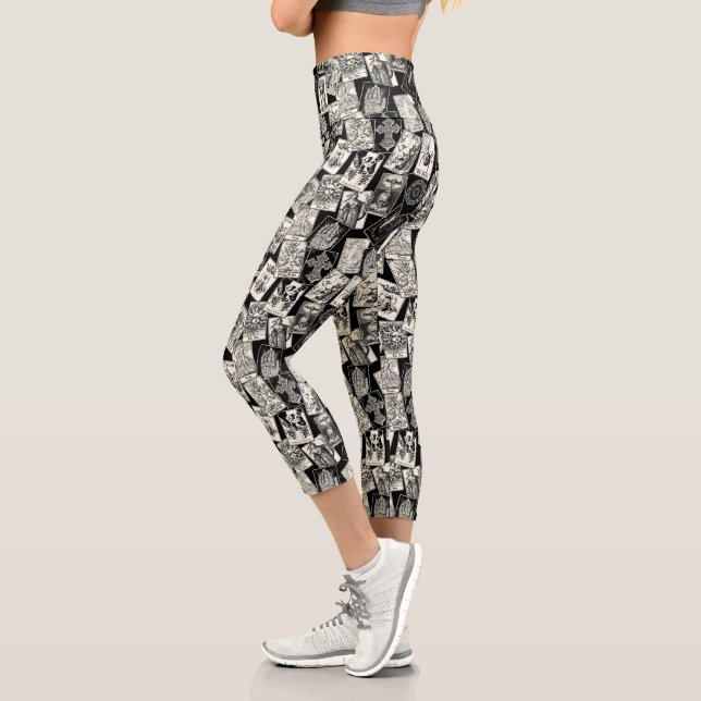Tarot Card Gothic Witchcraft Goth Fortune Teller Capri Leggings (Links)