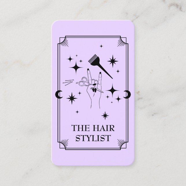 Tarot Card Hair Stylist Celestial Business Card Visitenkarte (Vorderseite)