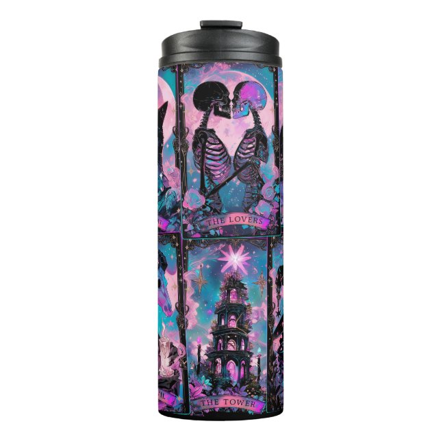 Tarot Card Hexenmeister Halloween Thermosbecher (Vorderseite)