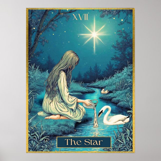 Tarot Card Illustration, Der Star Poster (Vorne)
