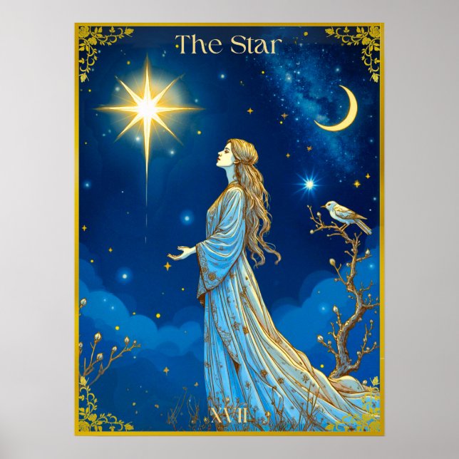 Tarot Card Illustration, Der Star Poster (Vorne)