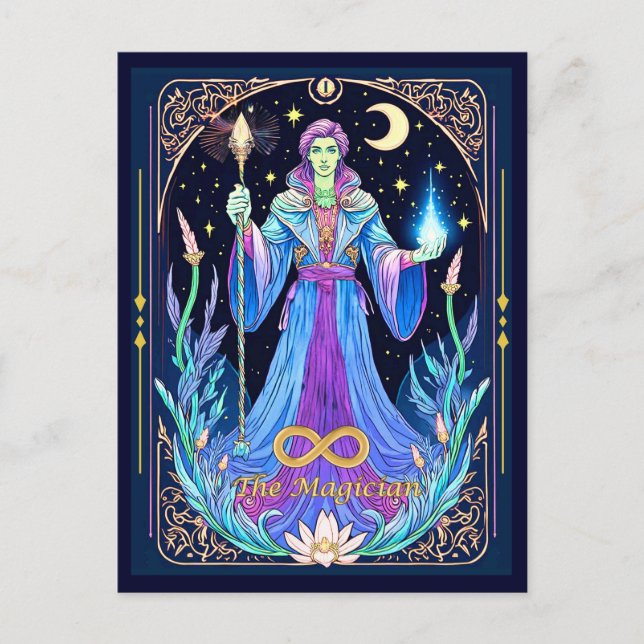 Tarot Card Illustration, Der Zauberer Postkarte (Vorderseite)