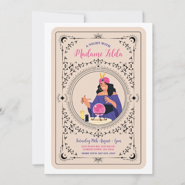 Tarot Card Lesen Kristallkugel Party laden ein Einladung (Vorderseite)