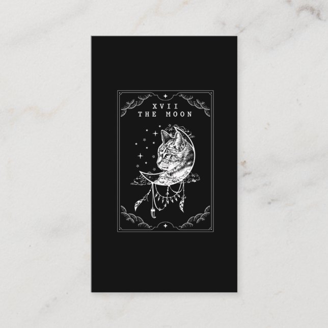 Tarot-Card-Moon- und Cat-Crescent-Illustration Visitenkarte (Vorderseite)
