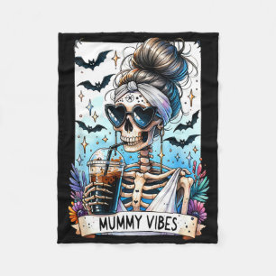 Tarot Card Mummy Vibes Spooky Season Skelett Mama Fleecedecke