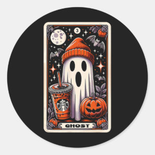 Tarot Card Niedlich Ghost Spooky Saison Kürbislate Runder Aufkleber