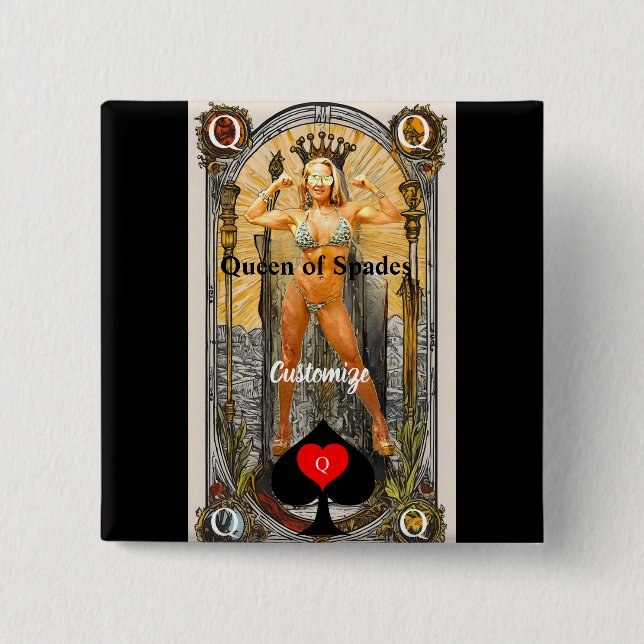 Tarot Card Queen of Spades Thunder_Cove Button (Vorderseite)