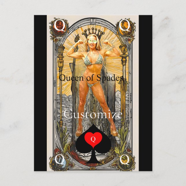 Tarot Card Queen of Spades Thunder_Cove Postkarte (Vorderseite)