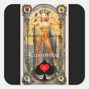 Tarot Card Queen of Spades Thunder_Cove Quadratischer Aufkleber