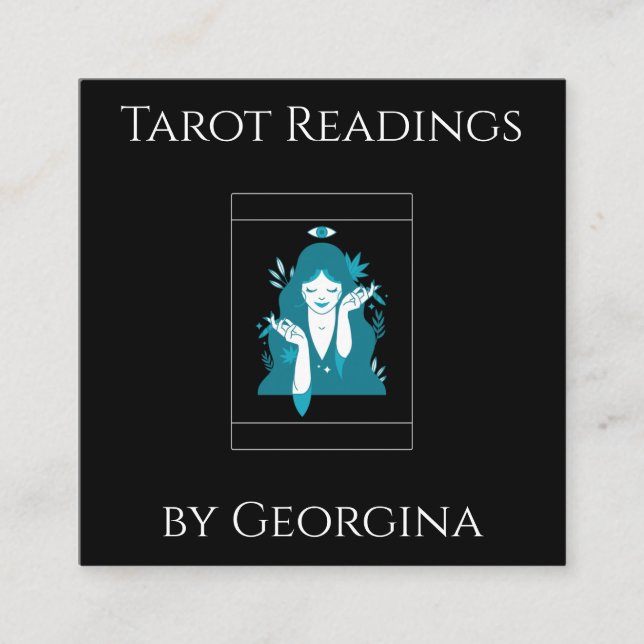 Tarot Card Readings Mystical Hexchy Black & White Quadratische Visitenkarte (Vorderseite)