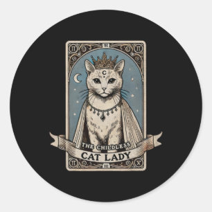 Tarot Card Shirt Kinderlose Katze Lady Shirt Absti Runder Aufkleber
