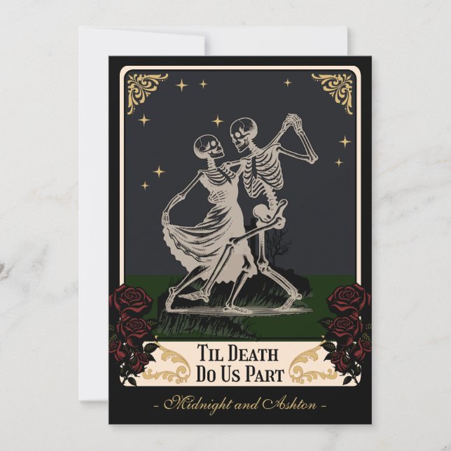 Tarot Card Skelette bis zur Einladung zur Hochzeit (Vorderseite)