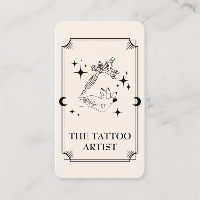Tarot Card Tattoo Artist Celestist Business Card Visitenkarte (Vorderseite)