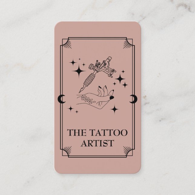 Tarot Card Tattoo Artiste Carte de visite céleste (Devant)