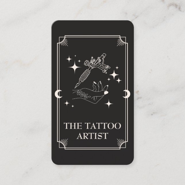 Tarot Card Tattoo Artiste Carte de visite céleste (Devant)