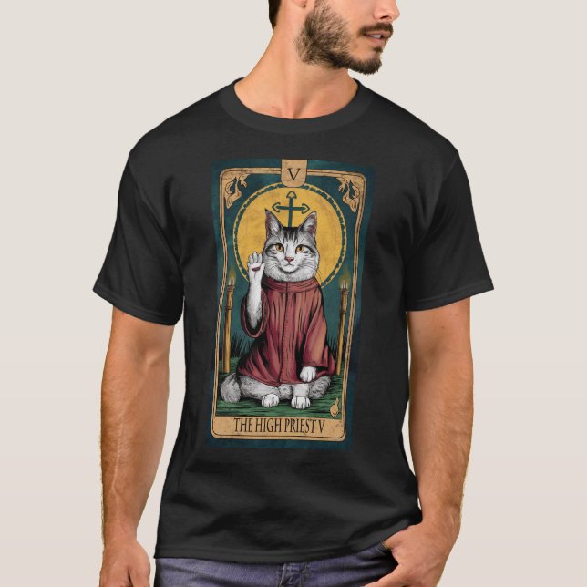 Tarot Card V - Der Hohepriester T-Shirt (Vorderseite)