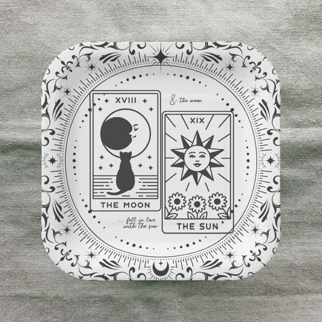 Tarot Cards | BRAUTPARTY | Hochzeit | Lovers B+W Pappteller (Von Creator hochgeladen)