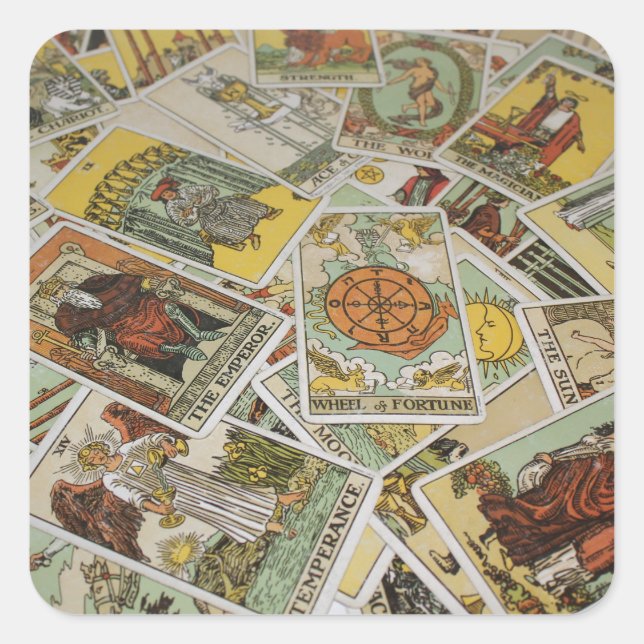 Tarot Cards Muster Wahrsager Quadratischer Aufkleber (Vorderseite)