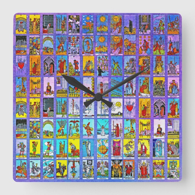 Tarot Cards Quadratische Wanduhr (Vorderseite)